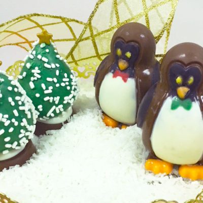 Edible Chocolate Penguins and Christmas Trees - Orchard Berry Arrangements, Spruce Grove